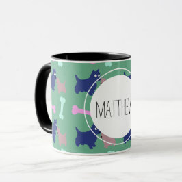 Taza Escocia Terrier Bones Monograma Nombre Combo Mug