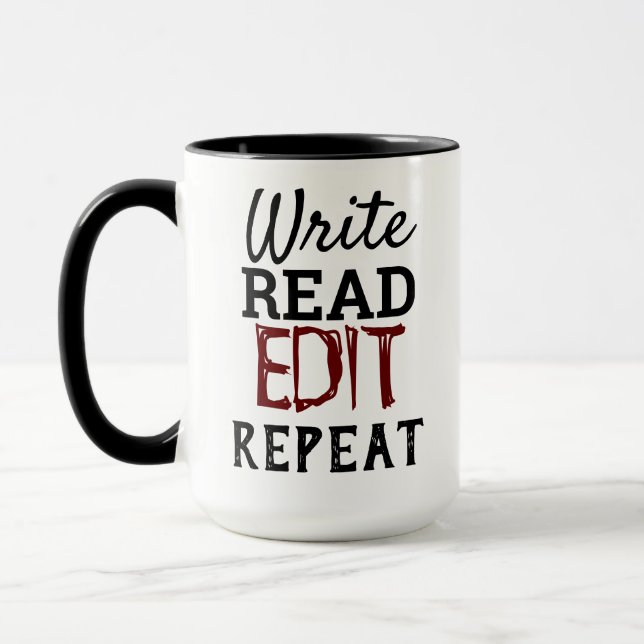 Taza Escribir, Leer, EDITAR, Repetir (Izquierda)