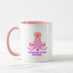 Taza Escritora Retriever Dorado Rosa Pastel
