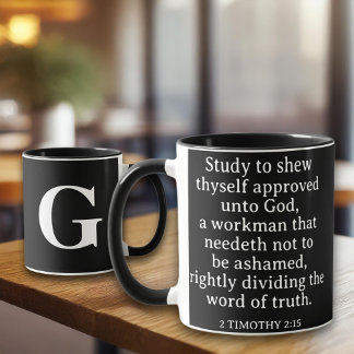 Taza Escritura Cristiana 2 Timothy 2:15 KJV Monograma