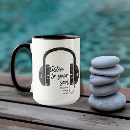 Taza Escucha tu Soul negro y blanco café Mug