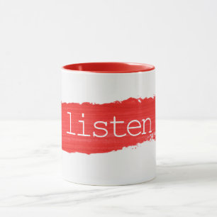 Taza ESCUCHAR Texto En La Mug De Pintura Roja