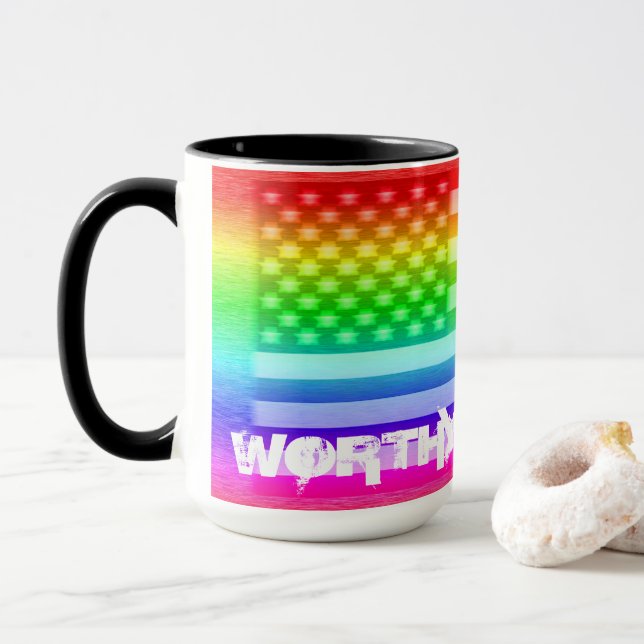 Taza Escudo arcoiris de la bandera de los EE.UU. - Vale (Con donut)