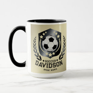 Taza Escudo Clásico de Fútbol Texto y Fondo Personali