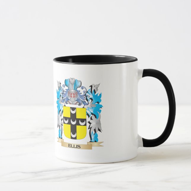 Taza Escudo de armas de Ellis - escudo de la familia (Derecha)