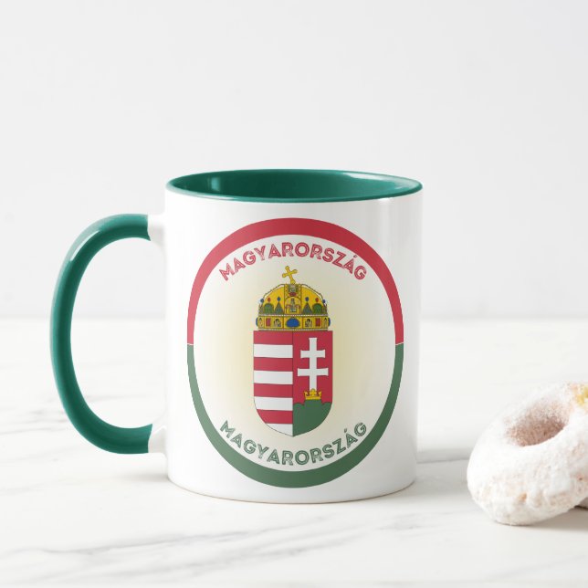 Taza Escudo de Armas de Hungría en Forma Circular (Con donut)