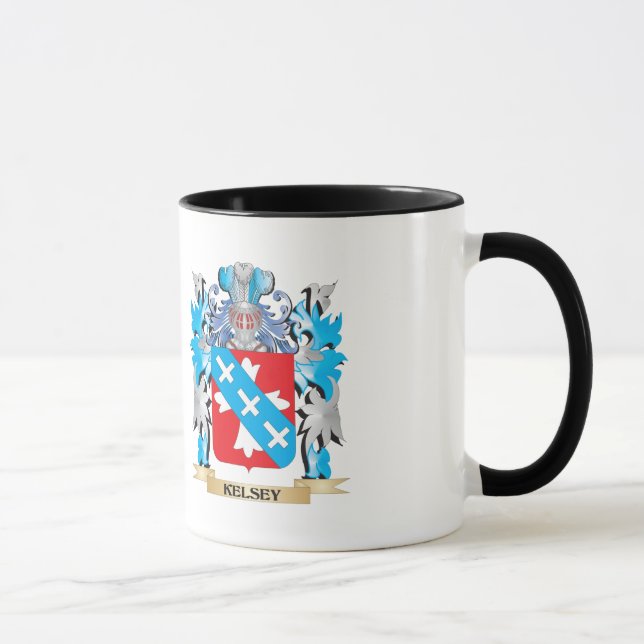 Taza Escudo de armas de Kelsey - escudo de la familia (Derecha)