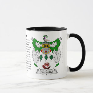 Taza Escudo de armas de la familia de Burnette