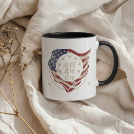 Taza Escudo de bandera del 4 de julio de 1776 vintage
