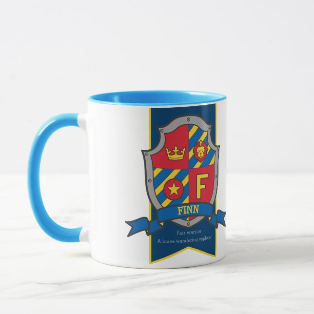 Taza Escudo de Caballero nombre azul rojo que significa (Izquierda)