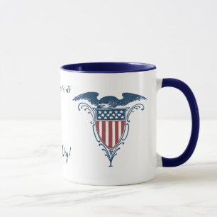 Taza Escudo de la cosecha Rojo Azul Blanco Estrellas de