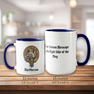 Taza Escudo del clan MacPherson por vestido azul Tartán