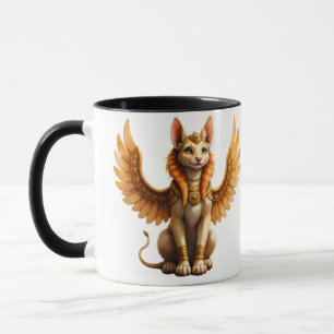 Taza Esfinge De Gato Aguila Mística - Arte De Fantasía 