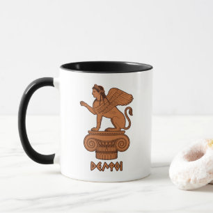 Taza Esfinge en Delfos - Figura Roja Griega Antigua