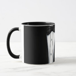 Taza Esmoquin de novio sofisticado con boutonniere de p