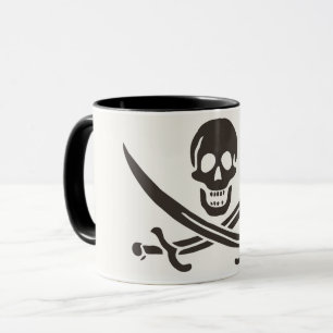Taza Espadas de cráneo de obsidiana Bandera pirata de C