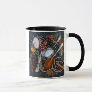 Taza Especias ordenadas en cucharas