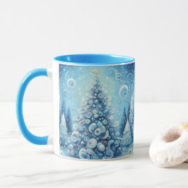 Taza Espectacular árbol de navidad impresionista azul