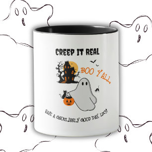 Taza Espectacular patrón de diseño fantasma de Hallowee