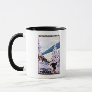 Taza Espectadores que miran el poster del esquiador