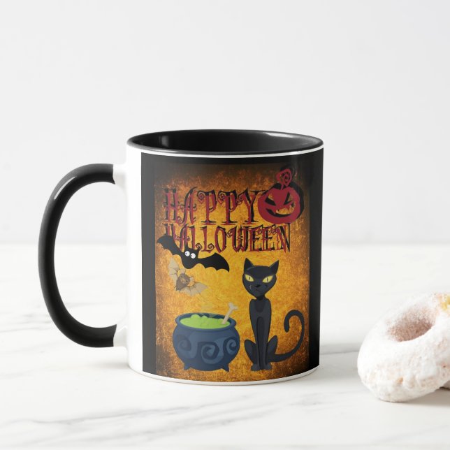 Taza espeluznante de Halloween feliz (Con donut)