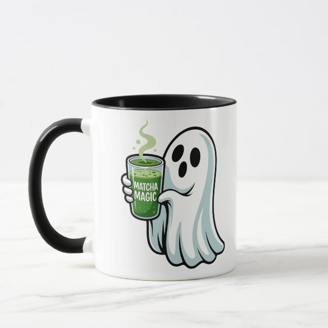 Taza Espeluznante Fantasma Bebiendo Matcha (Izquierda)