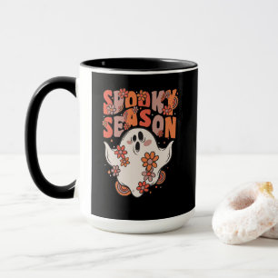 Taza Espeluznante Fantasma Groovy De Temporada Con Flor