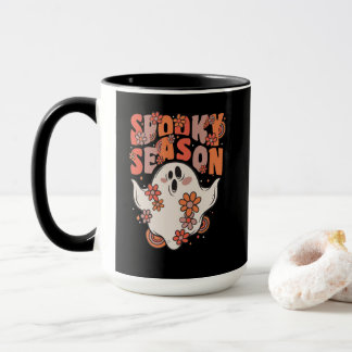 Taza Espeluznante Fantasma Groovy De Temporada Con Flor