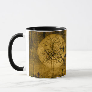 Taza Espeluznante patrón de cementerio de la luna llena