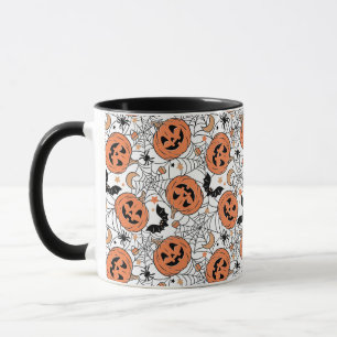 Taza Espeluznante Patrón Halloween de Calabaza