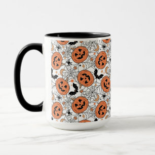 Taza Espeluznante Patrón Halloween de Calabaza