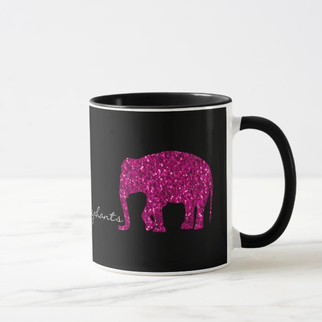 Taza Espeluznante rosa rosado Elefante chispas en negro (Derecha)