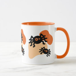 Taza Espeluznantes arañas negras y Naranja forma de blo