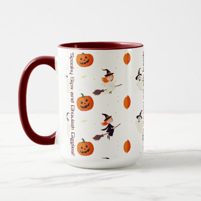 Taza "¡Espeluznantes Sips y ghoulish Giggles!" (Izquierda)