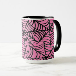 Taza Espeluznantes webs de arañas de Halloween sobre ro
