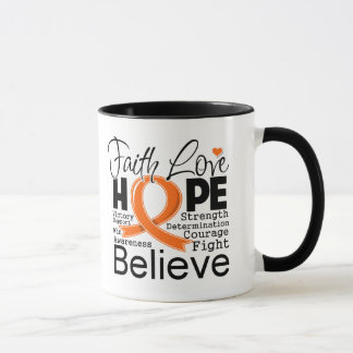 Taza Esperanza tipográfica del amor de la fe de la