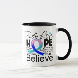 Taza Esperanza tipográfica del amor de la fe del cáncer