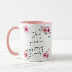 Taza Espero que conozcas la amistad acuarela rosada flo