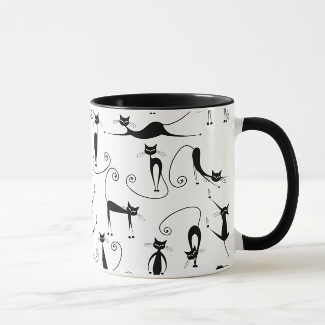 Taza Espinoso patrón de gato negro (Derecha)
