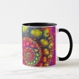 Taza Espiral psicodélica Neón Decorativo Resumen Arte