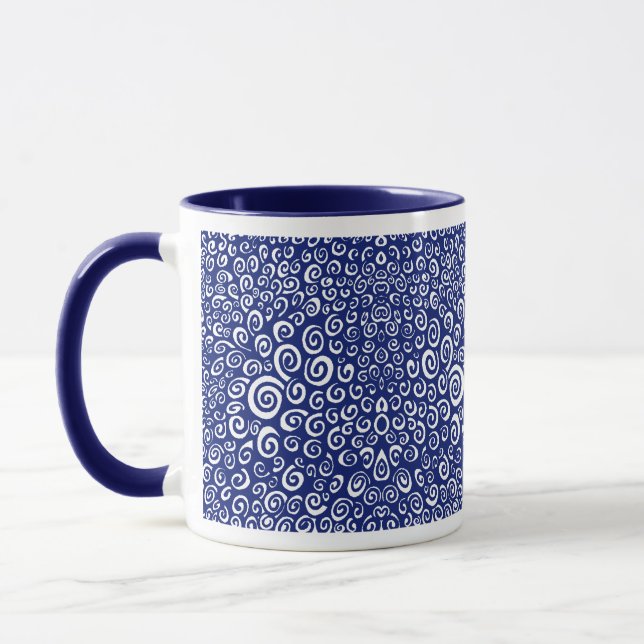 Taza Espirales - Azul marino sobre blanco (Izquierda)
