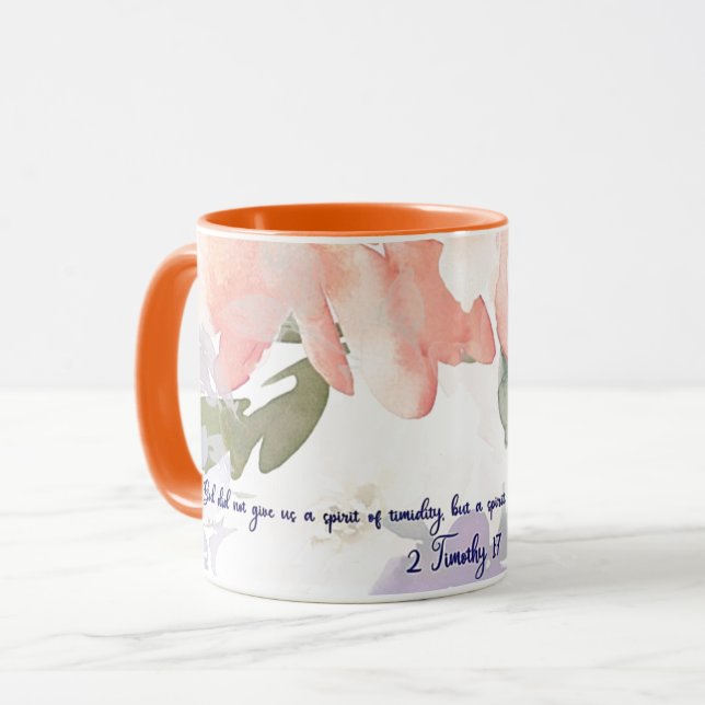 Taza Espíritu de poder acuarela floral cristiano (Anverso izquierdo)
