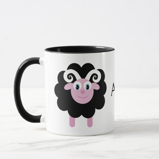 Taza Espolón lindo del aries del zodiaco del dibujo (Izquierda)