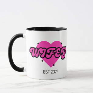 Taza Esposa caligrafía colorida retro