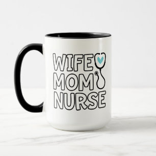 Taza Esposa Mamá Enfermera Estetioscopio Vida de la Enf