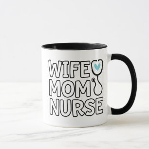 Taza Esposa Mamá Enfermera Estetoscopio Corazón Vi