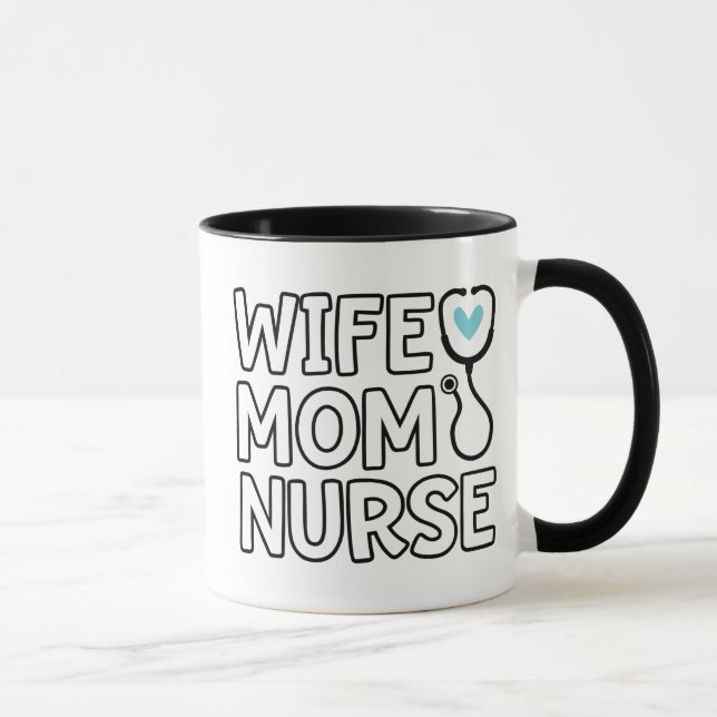 Taza Esposa Mamá Enfermera Stethoscope Enfermera de la  (Derecha)
