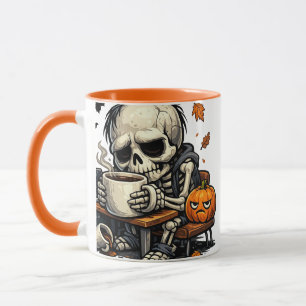 Taza Esqueleto bebe cerveza de otoño