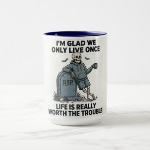 Taza Esqueleto Divertido de Halloween La Vida Vale la P