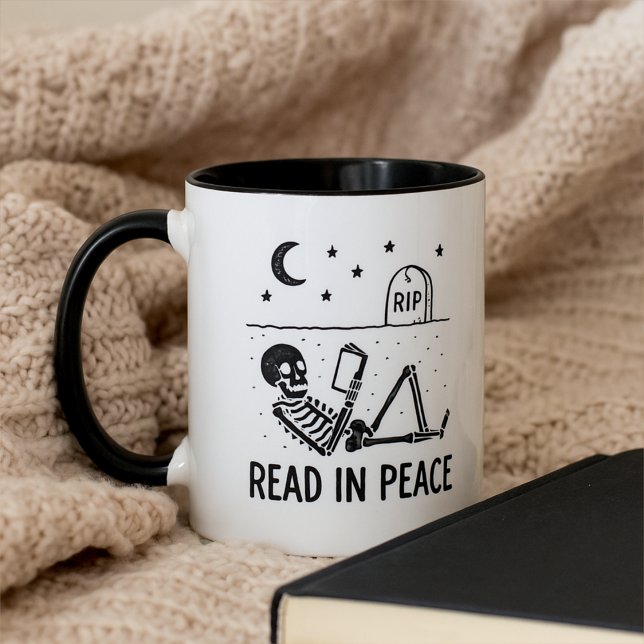 Taza Esqueleto Divertido Leer en Paz para Lectores Ávid (Subido por el creador)